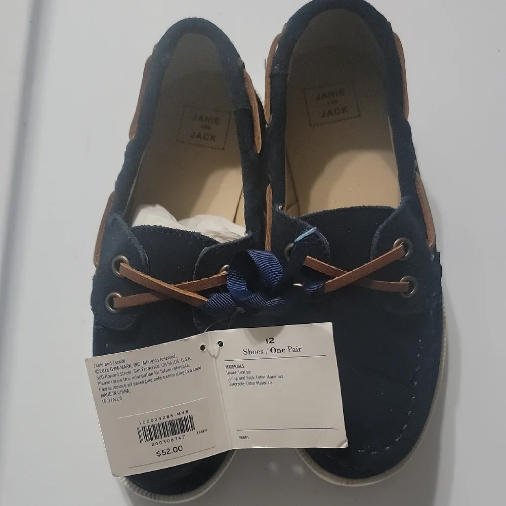 Janie And Jack Navy Blue Suede Boat Shoes